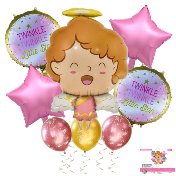 8st Wlecome Baby Girl Folieballonger Set Festdekoration