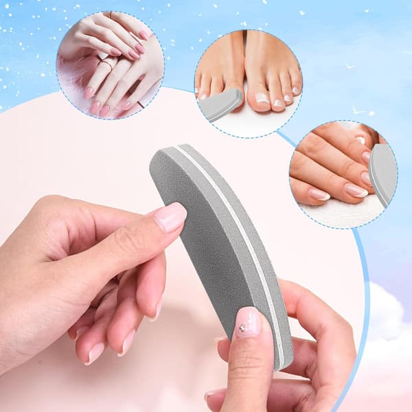 20-pack 100/180 korn nagelbuffertblock, dubbelsidig halvmåneformad nagelfil