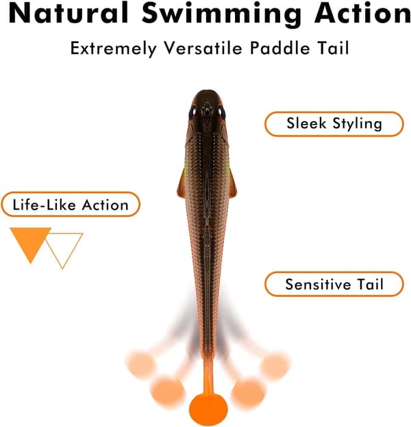 Blød paddle tail fiskeagn synkende vibrerende swimbait til aborre, ørred og gedde