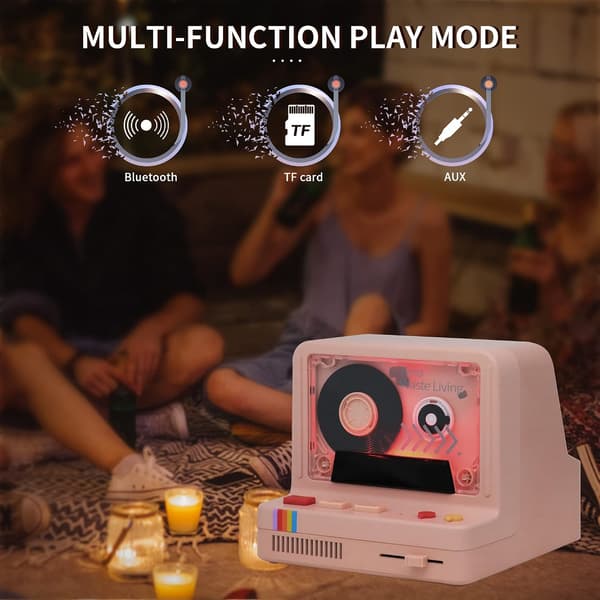 Retro Bluetooth-højttaler, 5W kassette-design, 1200mAh batteri, AUX, TF LED