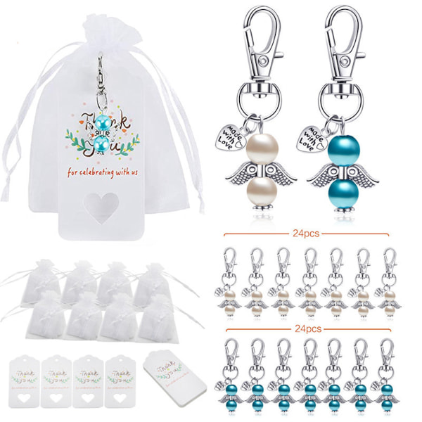 24st Godisbox Favor Bag med Angel Nyckelring Organza Bag Tags