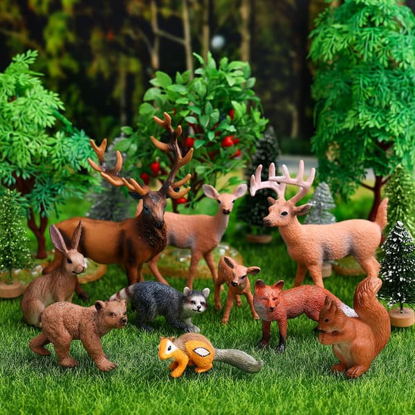 10 st. skogsdjursfigurer, realistiska skogsdjursleksaker för barn