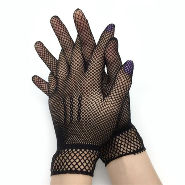 Korta handskar för kvinnor Kvällsfest Spets Polyester Eleganta handskar Svarta
