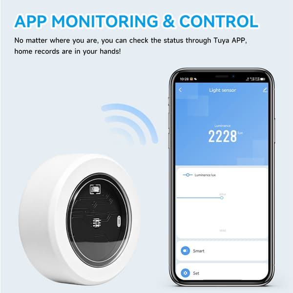 Tuya Zigbee 3.0 Lyssensor 0-10000 Lux Lysstyrkeovervågning ZM-GZ01 Smart