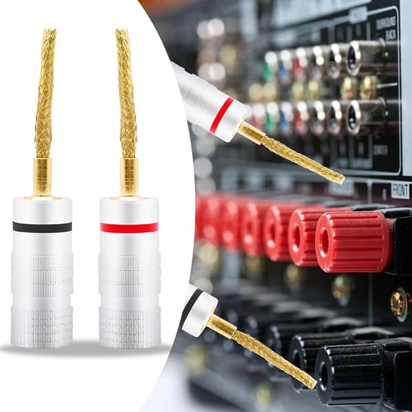 8-pack 2 mm flexibla stift-banankontakter, flätade guldpläterade högtalarkontakter
