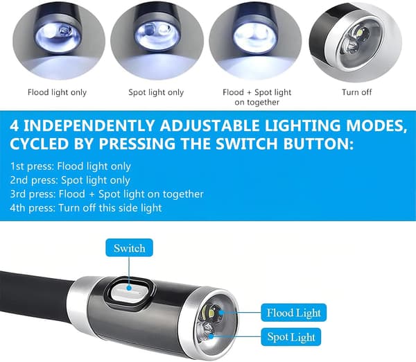 4 LED leselys for nakken, 3 moduser, fleksibel håndfri boklampe for lesing
