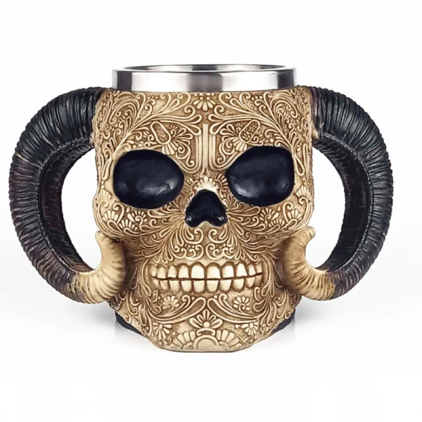 Horn Skull Beer Keramik Kaffe Mugg Tekopp Nyhet Present