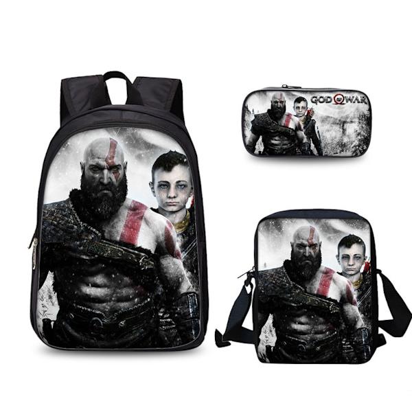 3st/ set Kratos printed set med case Pennfodral Skolväska Resor Dagsväska Lätta bokväskor