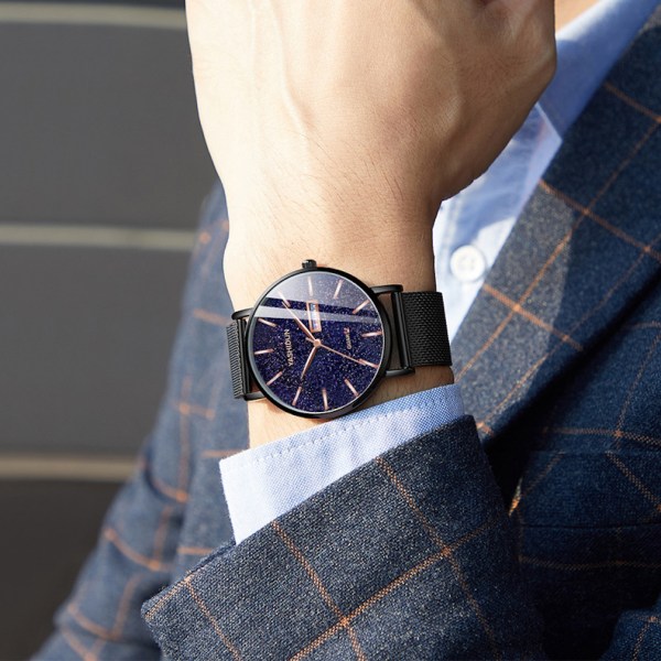 Watch för män Business Slim Armbandsur Starry Sky Watch med datum vattentät