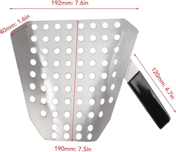 Popcornøse i aluminium med perforert sil og ergonomisk håndtak