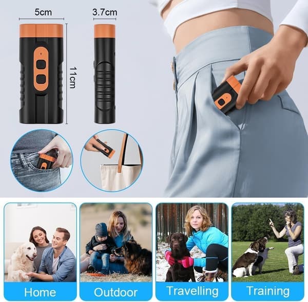 Ultralyd-bjeffekontroll for hund, LED-blits, oppladbar treningsenhet