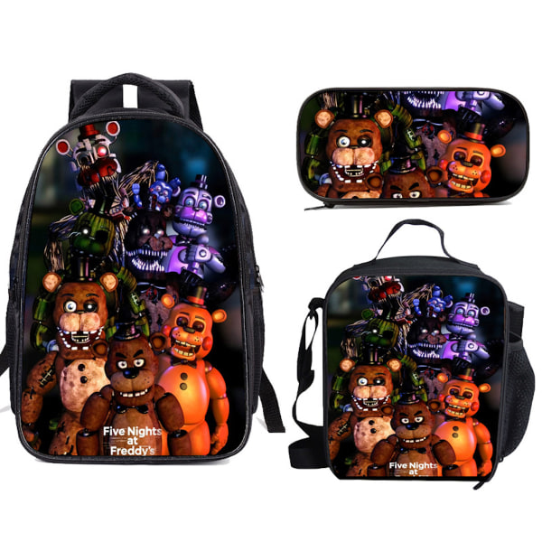 3st/ set Five Nights Freddy Bear printed set med case Pennfodral Skolväska Resor Dagsväska Lätta bokväskor