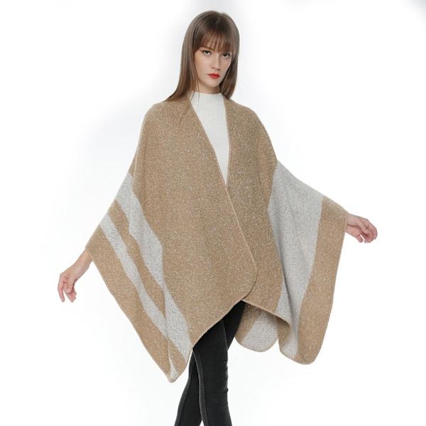 Varm Sjal Scarf Öppen Front Poncho Vinterkofta för Dam
