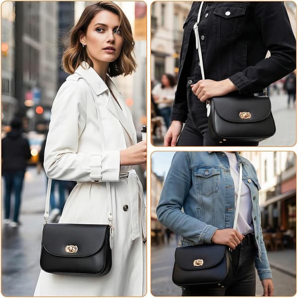 Justerbar lædertaske-rem med guldspænder til crossbody-tasker
