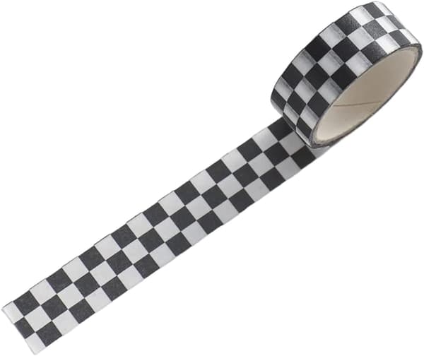 2 ruller ternet papirtape sort hvid racer-mønster til DIY-håndværk