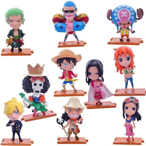 10 st/lote Luffy Zoro Chopper Hankokku One Piece Anime Toy Model