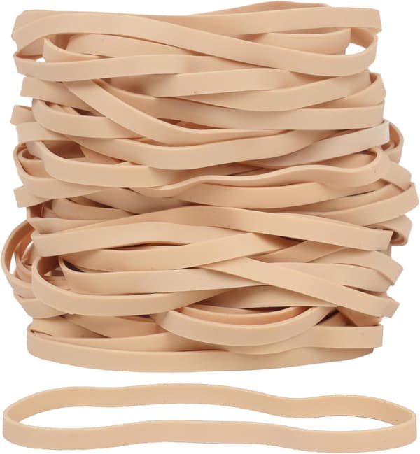 50-pack stora beige gummiband, 150 x 6 mm breda återanvändbara elastiska band