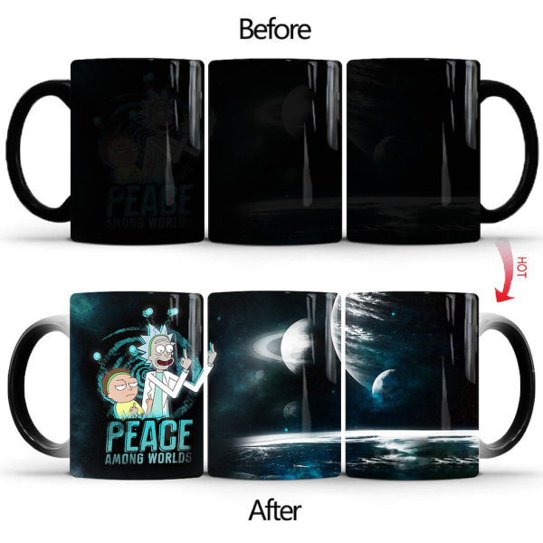 Morty Rick färgskiftande mugg Keramisk kaffemugg Thermal tekopp Nyhetsgåva