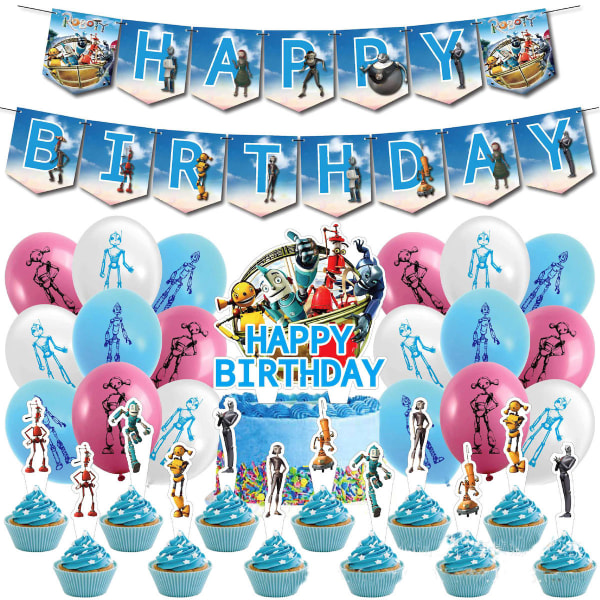 Robot Adventures Grattis på födelsedagen Ballong Set Latex ballonger Party Dekoration Kit
