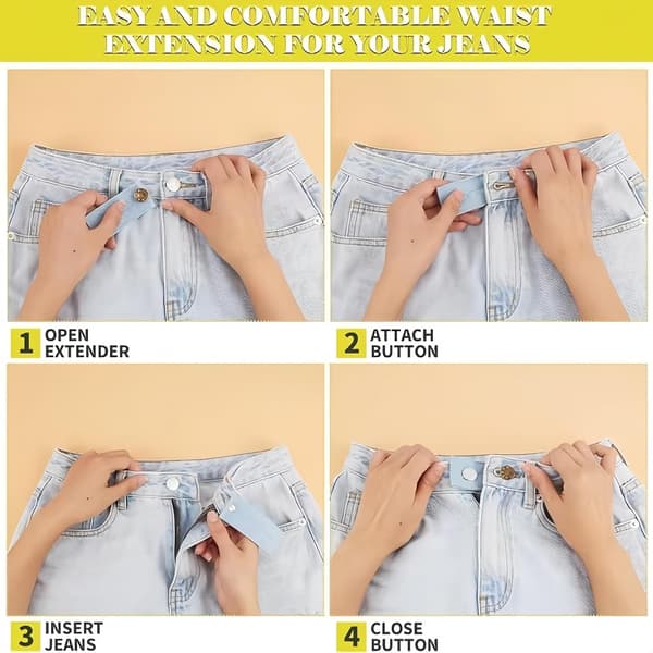 12 stk. elastiske knapforlængere til jeans og justerbar bukselinning