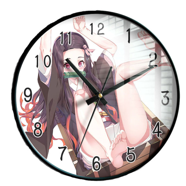 Demon Slayer Kamado Nezuko Väggklocka Tyst, icke-tickande klocka Dekorativ klocka för hemmet