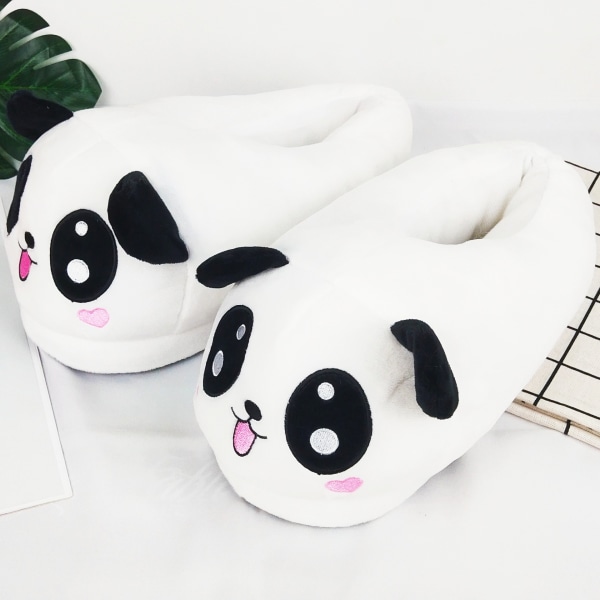 Chinelos de pelúcia quentinhos Panda fofos antiderrapantes para uso interno tamanho livre