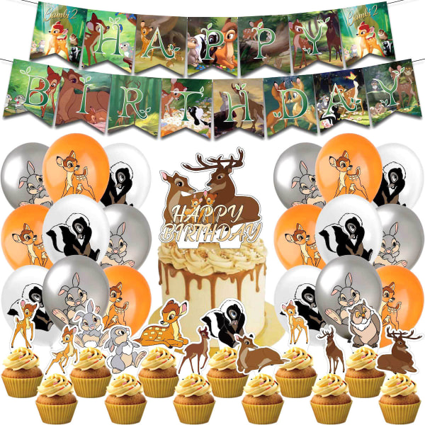 Deer Bambi Grattis på födelsedagen Ballong Set Latex Ballonger Party Dekoration Kit