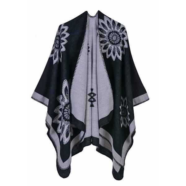 Poncho Öppen Front Lång Tjock Sjal och Wrap Cashmere Feel