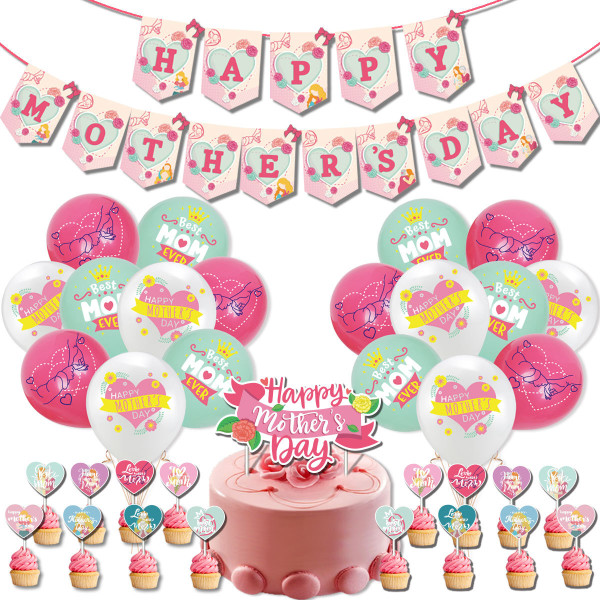 Mors dag Grattis på födelsedagen set latex ballonger Party dekoration kit