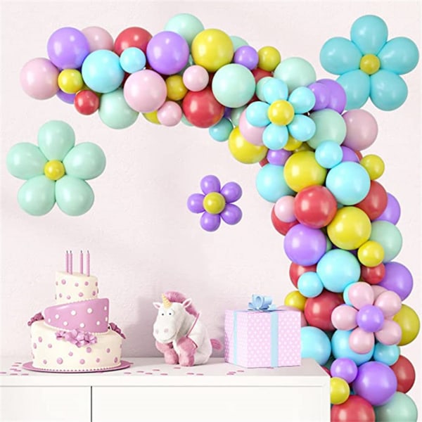 100 st färgglada regnbågsfödelsedagsballonger Arch Garland Kit Latex Set Festdekoration