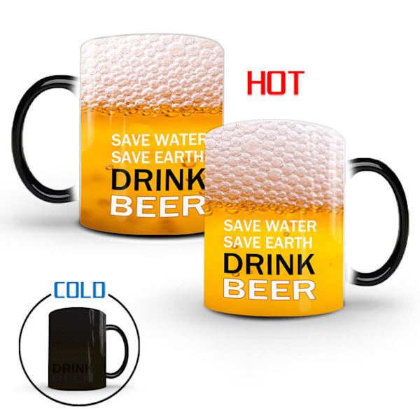Beer Bubble Color Changing Mug Keramisk kaffemugg Thermal tekopp Nyhetspresent