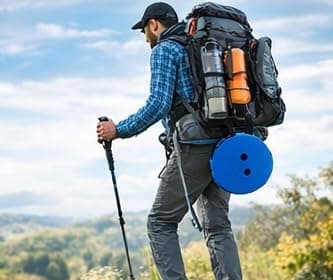 2-pack svarta hopfällbara trefotspallar 56,9 cm höga lätta campingstolar