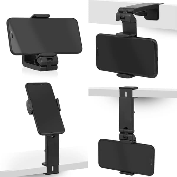 2-pak fly-telefonholder, 360° roterbart og foldbart rejse-telefonstativ