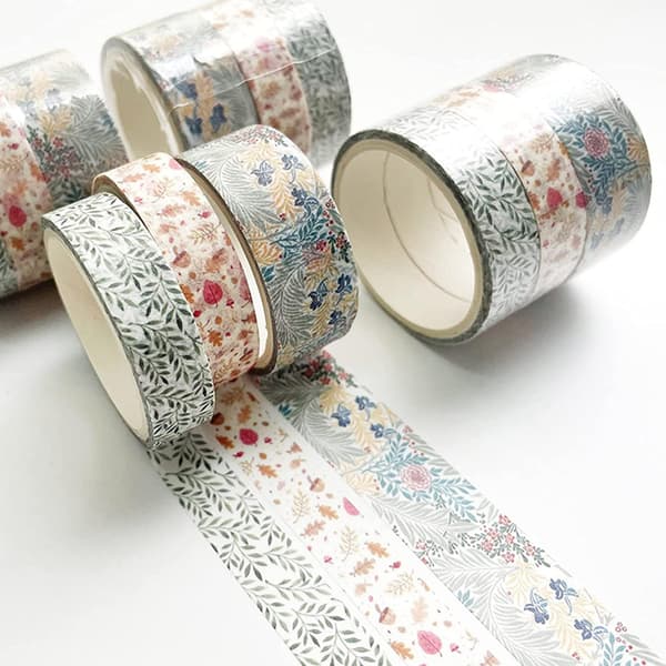 3 ruller blomstret Washi-tape botanisk maskeringstape til DIY-håndværk og dagbøger