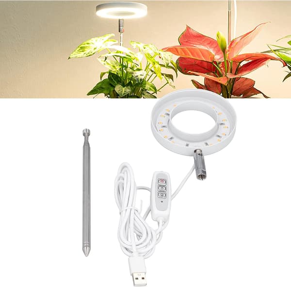 5W Full Spectrum LED-vækstlys 63,5 cm teleskopisk 4-trins dæmpbar timer
