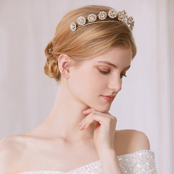 Vintage Flower Wedding Crown Crystal Tiara eleganta smycken