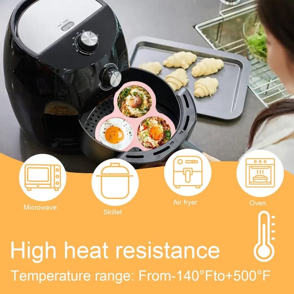 2-pack silikonformar för ägg i airfryer, 3-håls non-stick bakformar för muffins