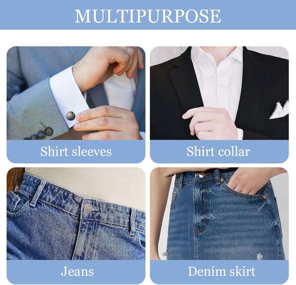 12-pack elastiska knappförlängare för jeans och byxor med justerbar midja