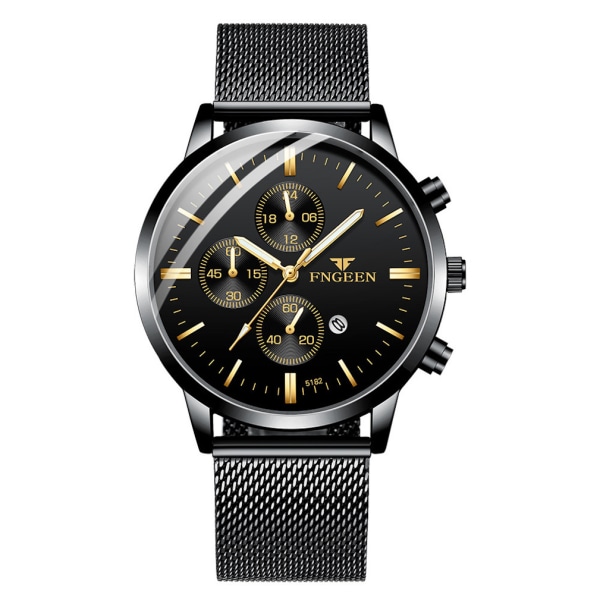 Herr Quartz Watch Ultra Slim Watch Vattentät svart multi