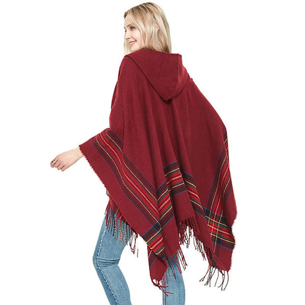 Hoodie Open Fornt Cape med tofs Thicken Poncho Loose Cardigant for Lady