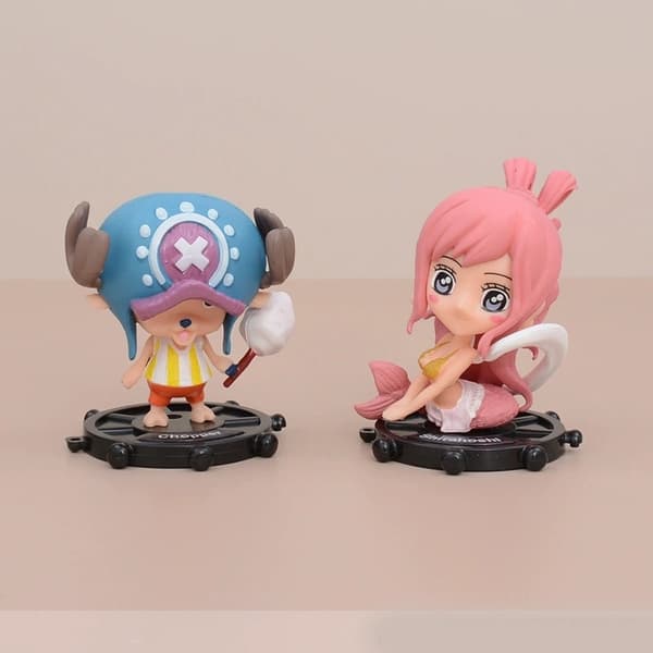 6-pack One Piece Chibi-figurer Nami Ace Chopper Sjöjungfru Anime Samlarset