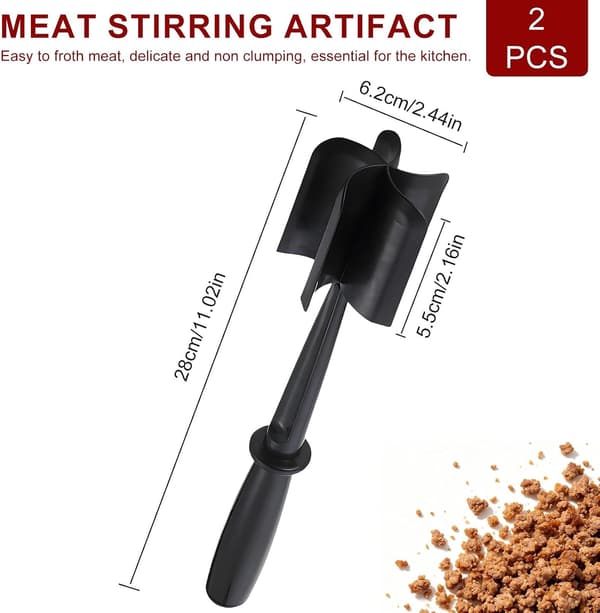 2-pack köttfärshackare och mosare med 5 blad i nylon för köttfärs