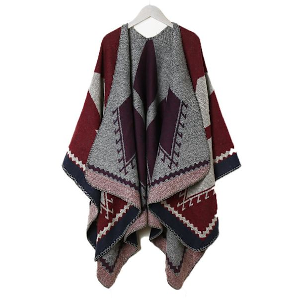 Damsjal omlott Lady Poncho Pashmina Cardigantfilt med sydd kant