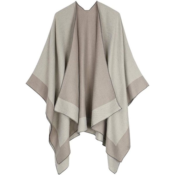 Varm Sjal Scarf Öppen Front Poncho Vinterkofta för Dam