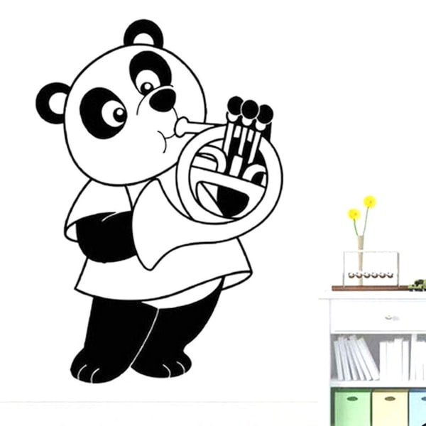 Panda blåser saxofon Anime Väggdekal Avtagbar tapet Hemdekoration