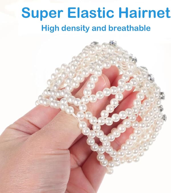 2-pack hårnät med pärlor för knut, eleganta pärlprydda knutskydd för kvinnor och flickor