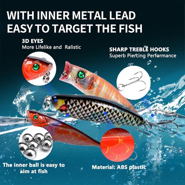 30-pack hårt fiskedragsset, 3D bioniskt minnow crankbait-set med krokar