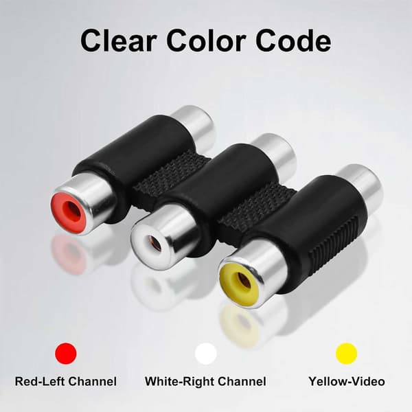 4 st 3 RCA hon-koppling adapter ljud- och videokabelförlängare
