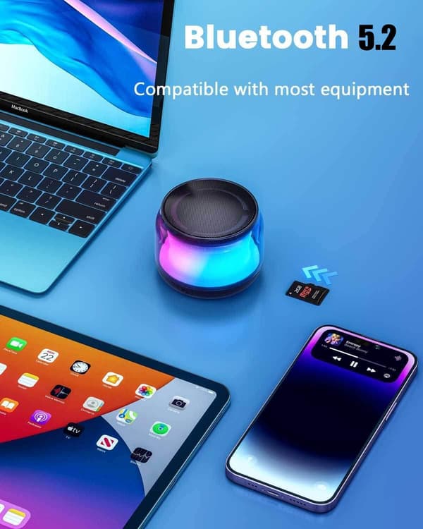 Bærbar Bluetooth-højttaler, farverige lys, USB-C-opladning, stereoparring