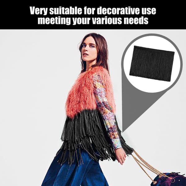 Sort polyester kvast-frynser 10 yards til DIY-syprojekter og gardiner